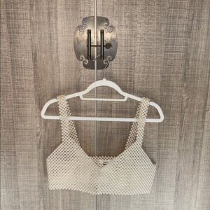 MANGO Beaded Faux Pearl Top‎